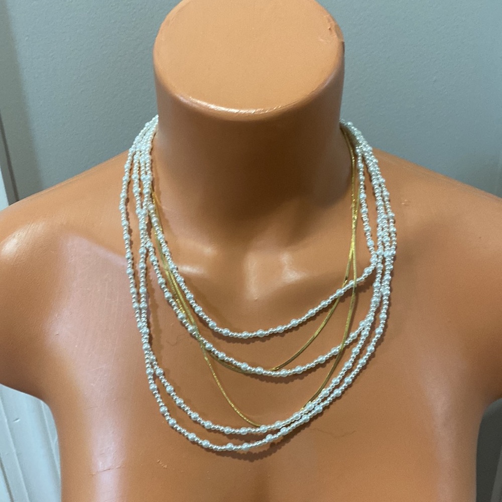 RUSH Necklace Bracelet Set Faux Pearl & Gold Tone Necklace $80 NWT